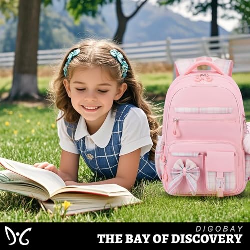 DIGOBAY Backpack for Girls, 3PCS Girls Backpack for School with Lunch Bag Pencil Case, Cute Kids Teens Bookbag for Kindergarten Elementary Preschool Middle School - color: Pink