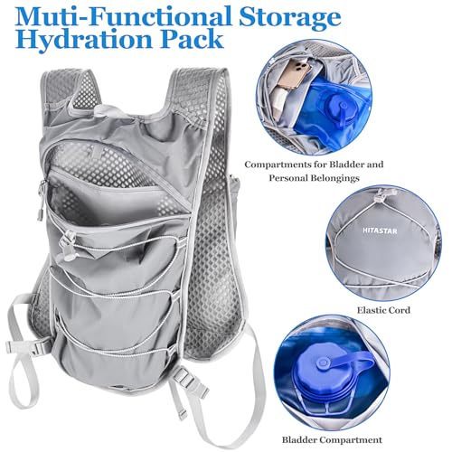 Hydration Backpack with 2L Hydration Bladder Lightweight Water Backpack Climbing Pouch for Hiking Hydration Pack for Running Cycling Hiking - style: Gray