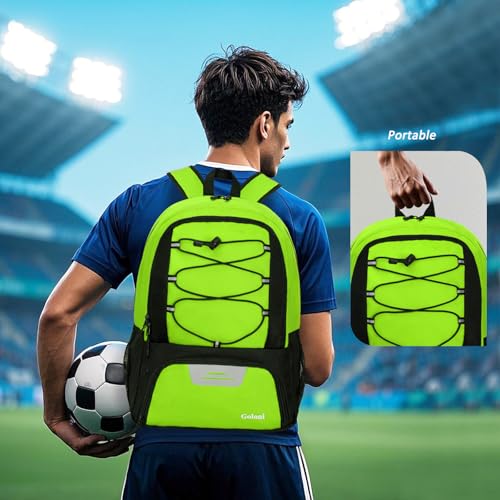 Goloni Soccer Bag, Basketball Bag with Ball Compartment & Shoe Compartment,Large Soccer Backpack for Basketball,Gym,Football - color: green