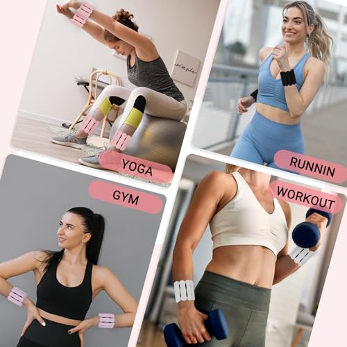 Ankle and Wrist Weights for Women & Men, Adjustable Arm & Leg Weights Set of 2 (1 lb/2 lb Each) Soft Silicone Weighted Bands Weighted Bracelet for Pilates Yoga Dance Walking Running Swimming Water Pool Home Gym Fitness Workout Jogging Gymnastics Aerobics