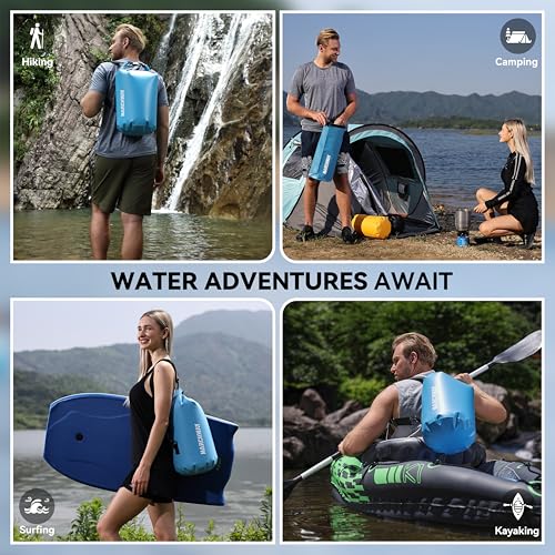 MARCHWAY Floating Waterproof Dry Bag Backpack 5L/10L/20L/30L/40L, Roll Top Sack Keeps Gear Dry for Kayaking, Rafting, Boating, Swimming, Camping, Hiking, Beach, Fishing - color: Light Blue, size: 5L