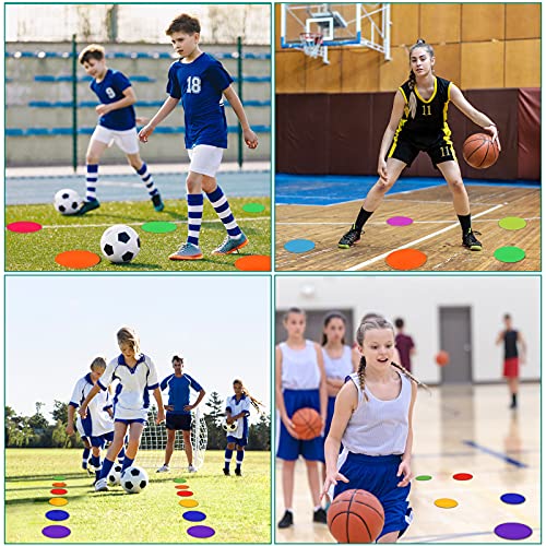 Poly Spots Spot Markers for Gym Floor 4.72inch 6inch 9inch 24/36 Pcs Non-Slip Rubber Floor Dots Round Agility Markers Flat Cones for Sports Soccer Basketball PE Training, Dance, Classroom - style: 36Pcs 6 inch