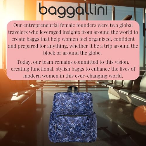 Baggallini Women's Carryall Packable Backpack, Indigo Petal - color: Indigo Petal