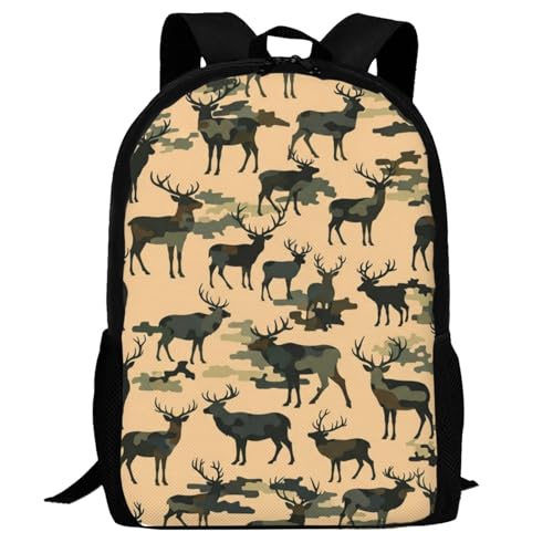 Sturdy Polyester Shoulder Pack Camouflage Military Elk Deer, Anti Theft Spacious Camping Rucksack Casual Daily Bag for Men Women Fitness Outdoor Activity - color: Design (669)