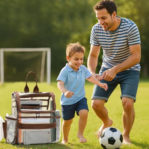 MOMINSIDE Diaper Bag Backpack Small Diaper Bag,Mini Diaper Bag, Clear Bag for Stadium Events Small Clear Bag 12x6x12 for Girls Boys Moms Dads Adult Concert Sports Bag - color: Brown