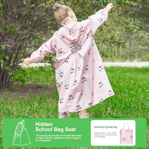 Toddler Kids Raincoat Boys Girls Rain Jacket Waterproof Rain Poncho Reusable Outwear Rainwear Rain Suit - color: Cherry, size: 2-4T