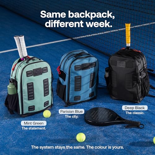 Cancha All Court Tennis Racket Backpack, 3-in-1 Court, Office and Travel Bag, Fits 2 Racquets, 30L - color: Mint Green