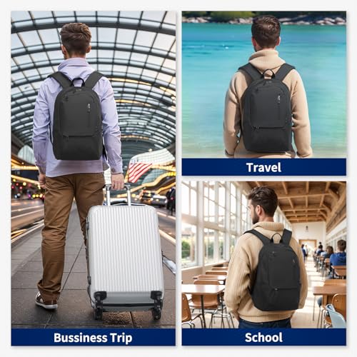 DTGN Travel Laptop Backpack, Carry On Backpack, TSA-Approved Water-Resistant Rucksack Nylon for Work Men Women Fits 16 Inch Notebook, Black - color: Black