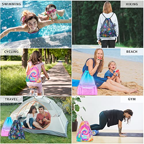Fiodrimy Mesh Drawstring Backpack Bag Beach Bag with Zipper Pocket Gym Backpack Bag for Swimming Gear Gym Storage Bag for Adult Kids (Pink) - color: Pink