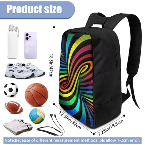 18.5in Basketball Backpack Basketball Bag with Shoe Compartment & Ball Holder, Waterproof Bag for Soccer Volleyball - color: Colorful Stripe Swirl Print