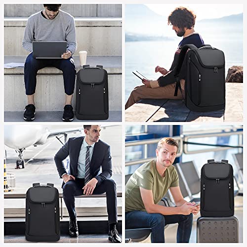 BANGE Business Smart Backpack Waterproof fit 15.6 Inch Laptop Backpack with USB Charging Port,Travel Durable Backpack - color: Black