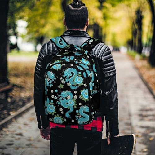 Nurse Teacher Travel Backpack Light Blue Flowers Cool Dragons Floral Purse, Cute Laptop Backpack with Tumbler Holder for Women College Work Casual Daypack - color: Pattern (259)