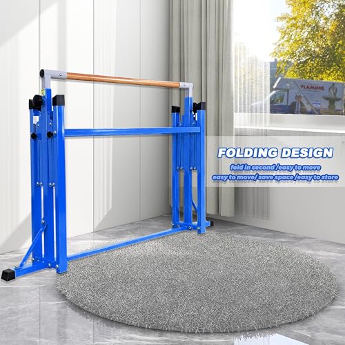 Marfula Gymnastic Bar For Kid and Teenage of 3-25, 5Ft/8 FT Base Length 4Ft Width 5Ft Adjust Height, Gymnastic Kip Bar For Gymnast, Gymnastic Training Equipment For Professional Training Home Club Use - color: Bar With Mat-Blue (5 Ft Base)