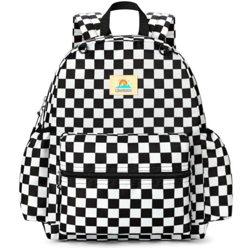 STEAMEDBUN Kids Backpack for Boys Girls 5-8, 15inch Girls Boys Backpacks Kindergarten - color: Black Checkerboard, size: SMALL-15"H(fit folder)