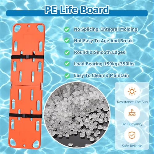 Foldable Spine Stretcher with Head Imlizer - Water- Floating Backboard for Lifeguards, Emerncy Responders, and Lifesaving Situats - color: Spine Board+head Immobilizer