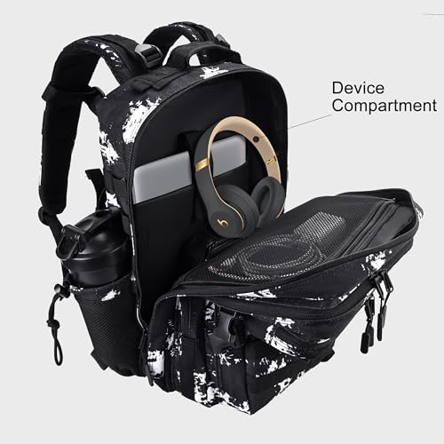 LHI Military Tactical Backpack for Men and Women 45L Army 3 Days Assault Pack Bag Large Rucksack with Shoe Compartment - Black Lightning - color: 1.21 Shoe Compartment๏ผblack Lightning๏ผ