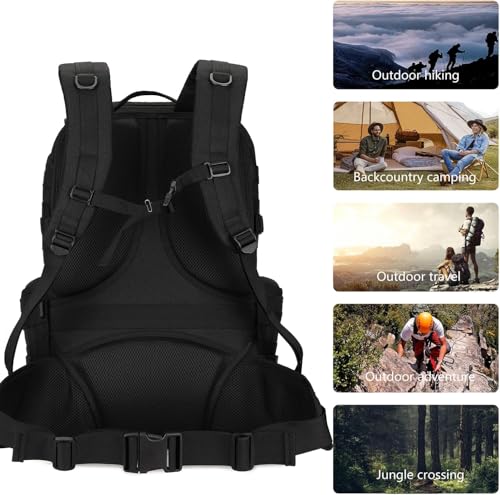 50L Military Tactical Backpack 3 Day Assault Pack Molle Daypack Hiking Backpack for Men and Women - color: Black 1