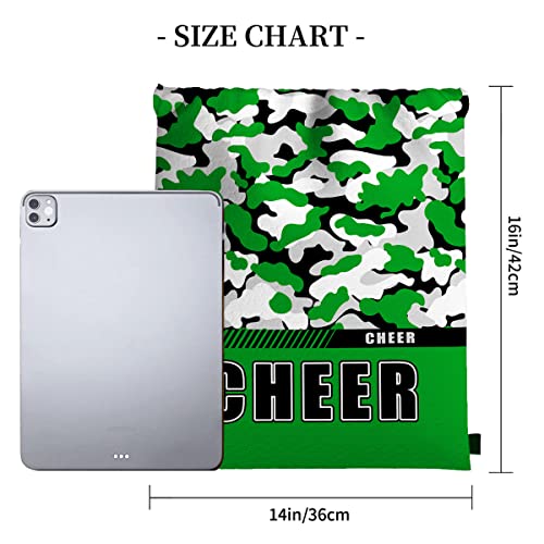 Drawstring Backpack Waterproof Gym Drawstring Bags Sports String Bag Camo Sackpack-Green Cheer Drawstring Bag - color: Cheer Drawstring Bags-camo Green