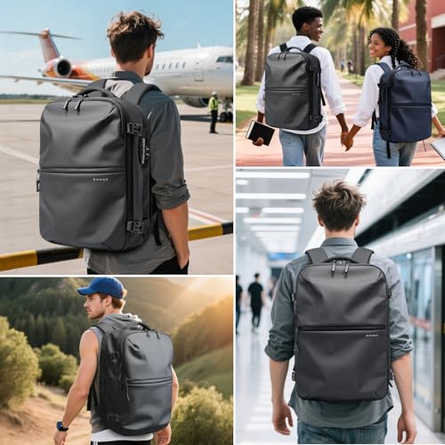 BANGE Travel Backpack with TSA lock version can hold 15.6 inch Laptop suitable Daily Commute and Overnight Flight Approved Anti-theft Bag - color: Grey