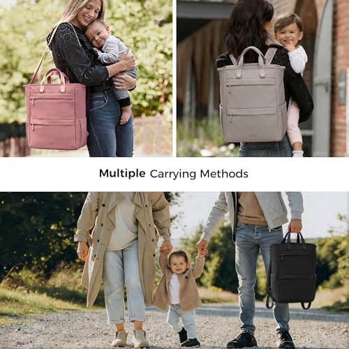 Diaper Bag Backpack, Multi-Function Parent Organizer (Dark Pink) - color: Dark Pink