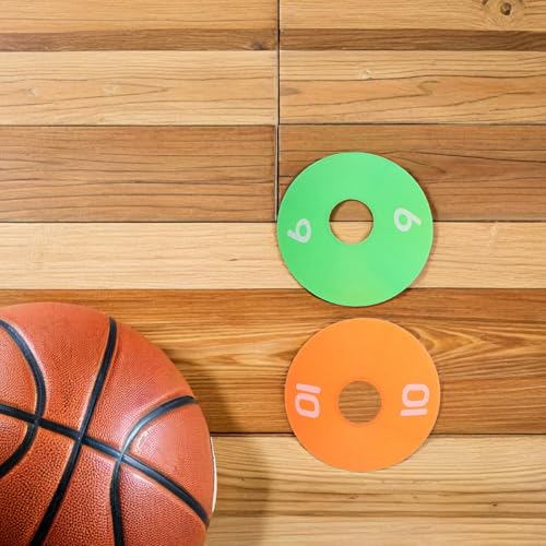 10pcs Numbered Flat Disc Markers for Football Soccer Agility Training, Sports Floor Spots Cones Set for Basketball Practice and Field Drills