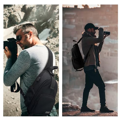Cwatcun Sling Bag, Crossbody Case for DSLR SLR Canon Nikon Sony Mirrorless Cameras - Photography Backpack for Photographers - color: 2.0 Black