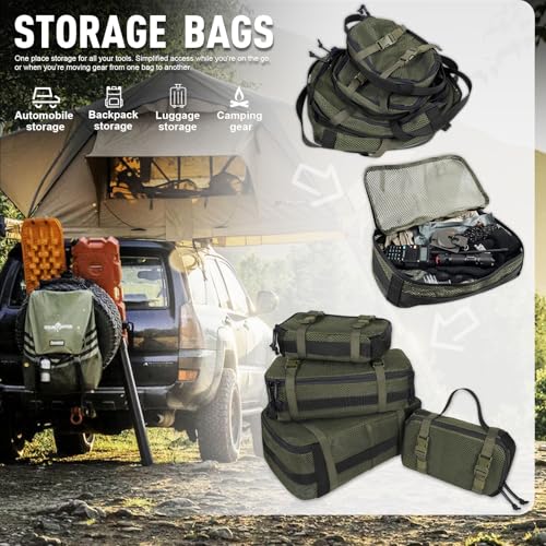 4 Set Tactical Packing Cubes ,Compressible Mesh Duffle Storage Bag,Portable Edc Molle Pouch Organizer. - color: OD GREEN