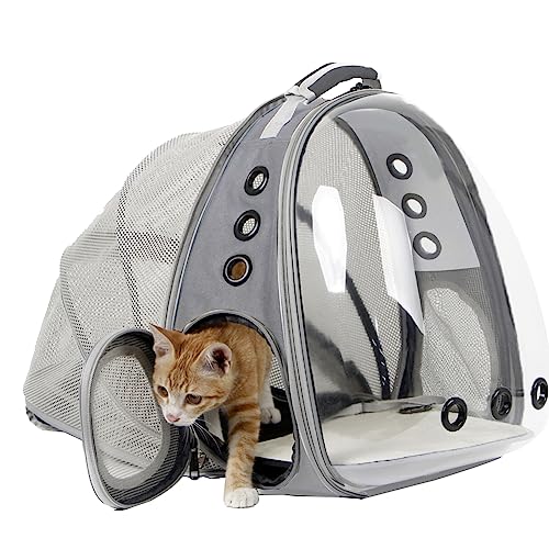 Back Extension Cat Travel Carrier Backpack (Grey, Clear Window) - color: Grey