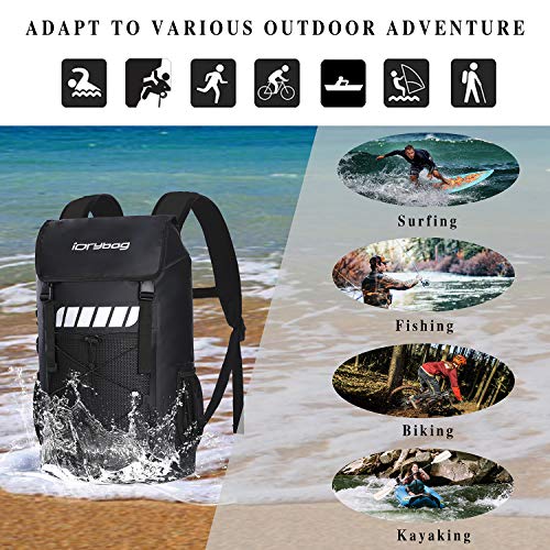 IDRYBAG Waterproof Backpack for Men 25L/45L, Dry Bags Kayak, Dry Backpack Camping Hiking - color: Black, size: 45L