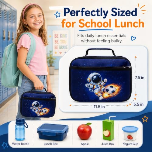 LEDAOU Lunch Box Kids Insulated Lunch Bag Boys Girls Toddler Reusable Lunchbox for School Picnic Hiking (Astronaut pattern) - color: Astronaut pattern