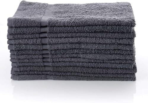 Simpli-Magic Cotton Hand Towels 16"x27" (12 Pack) – Soft Towels for Bathroom, Kitchen, Salon & Gym (Gray) - color: Gray