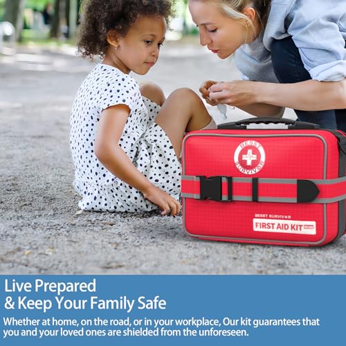 Besst Survivor 401 Piece First Aid Kit with Chest Seals -Labeled, Expandable & Mountable, Emergency Medical Kit for Home, Car, Camping & Outdoor, Waterproof Trauma Kits with Labeled Compartments - size: Pro Max