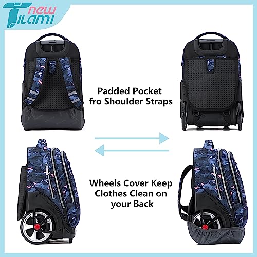 NEW TILAMI 19 Inch Rolling Backpack with Lunch Bag for Girls Boys Wheeled Laptop Backpack Durable Carry-on Bag School Travel, Doodle Grey - color: Doodle Grey