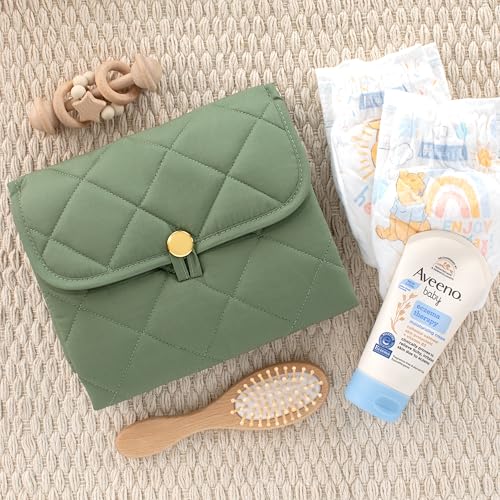 Portable Diaper Changing Pad - Soft and Easy to Clean Diaper Changing Mat for Babies - The Perfect Lightweight and Foldable Pad for Traveling - color: Sage