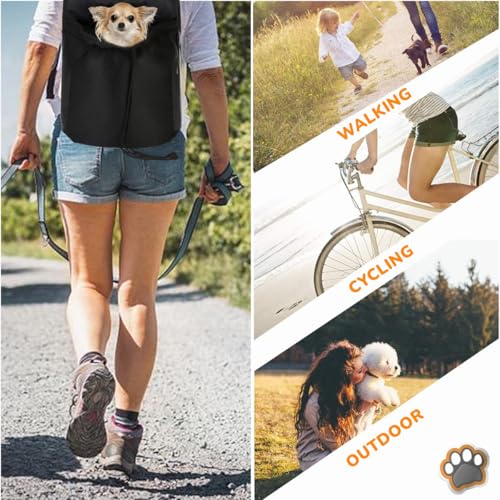 Dog Front Carrier Backpack,Ventilated Mesh Puppy Back Pack with Safety Belt,Adjustable Breathable Pet Carrier for Small Dogs Cats,Lightweight Doggy Backpack for Hiking Cycling Outdoor - color: Black