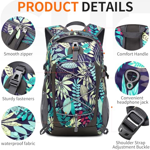 40L Hiking Backpack Lightweight Daypack Waterproof Travel Camping Backpack for Men Women Sport Packable - color: A2-blue Leaf