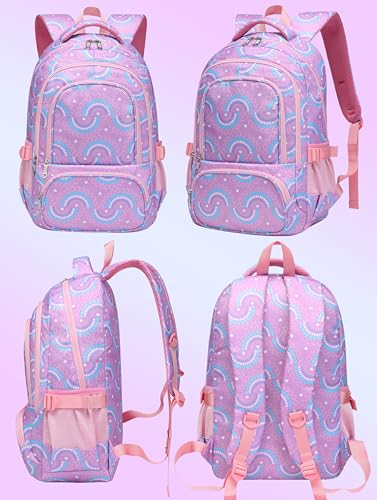 BLUEFAIRY Kids Backpacks for Boys Girls 17 Inch Elementary Primary Middle School Bookbags with Laptop Compartment Back to School Bags for Childs Age 6-8 Mochilas Escolares para Niños Niñas Purple - color: Purple