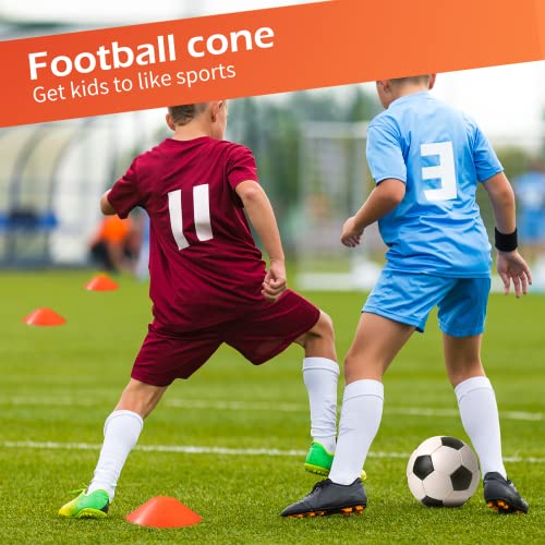 Kenning 100 Pcs Soccer Agility Cones with Strap, Orange Disc Cones for Sports Training, 7.5 Inch Soccer Field Marker Athletic Cone with 2 Carry Straps for Football Basketball Indoor Outdoor Practice