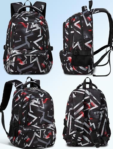 BLUEFAIRY Kids Backpacks for Boys Girls 17 Inch Elementary Primary Middle School Bookbags with Laptop Compartment Back to School Bags for Childs Age 6-8 Mochilas Escolares para Niños Niñas Dark Black - color: Dark Black