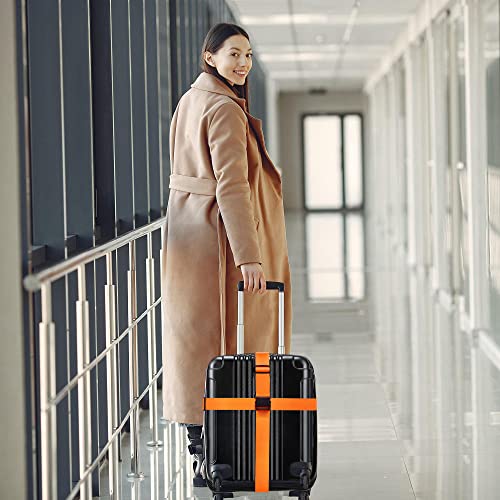 Luggage Straps for Suitcases TSA Approved Travel Belt 4 Pack by Chelmon(Orange) - color: Orange
