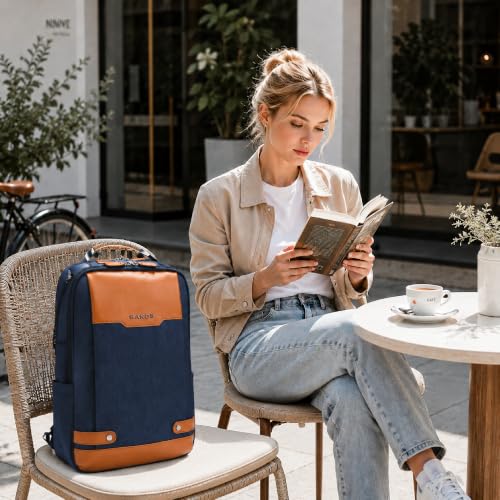 SAKOS Matura 15.6 inch Laptop Backpack with USB Charging Port, Professional Luggage Backpack Carry on Flight - TSA Approved, Water Resistant Backpack for Men & Women with Laptop Compartment - Blue - color: 1. Matura - Blue/Brown