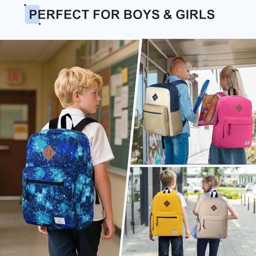 VX VONXURY Backpack for Men Women, Lightweight Kids School Bag, Classic Basic Laptop Bookbag for College Work Travel Hiking - color: Galaxy Blue