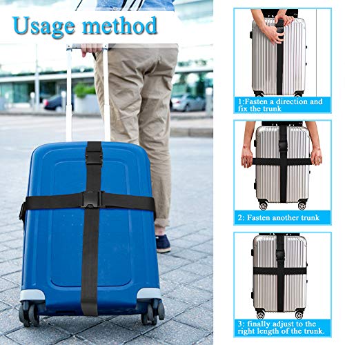 80In Luggage Straps for Suitcase Travel Belt Accessories, 4 Pack Black - color: 4Pcs Black