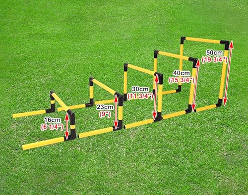CMYUN 5 Pcs Different Heights Speed Agility Hurdles, Soccer Obstacle Hurdles Training Equipment, Portable Athletes Mini Hurdles Trainer, Sport Speed Hurdles(Yellow) - color: Yellow