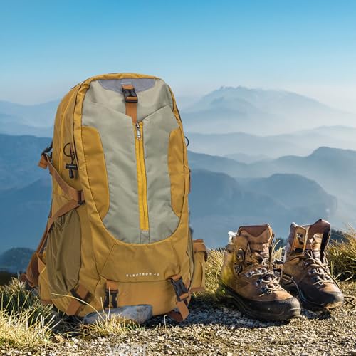 Hiking Backpack 40L, Waterproof Hiking Backpack with Rain Cover, Large Camping Bag Outdoor Sport Travel Daypack | Rain Cover - color: Yellow-b