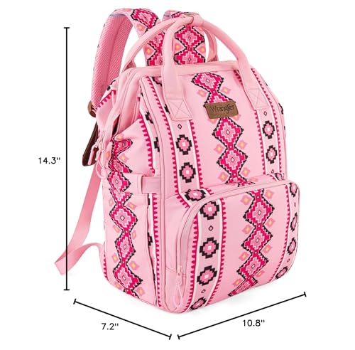 Montana West Wrangler Diaper Bag Backpack Aztec Callie Bag Travel Backpack Purses Western Multi-Function Baby Bags for Mom - color: 3pcs Pink