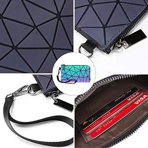 LOVEVOOK Geometric Luminous Purses and Handbags for Women Holographic Reflective Crossbody Bag Wallet - color: Backpack + Crossbody Bag + Wallet