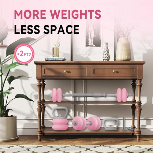 Adjustable Dumbbell Set 13LB/18LB/22LB/35LB, 4-in-1 Soft Shell Weight Set with Connector, Converts to Barbell & Kettlebell, Strength Training Equipment for Home Gym, Ideal for Women & Beginners - color: Pink