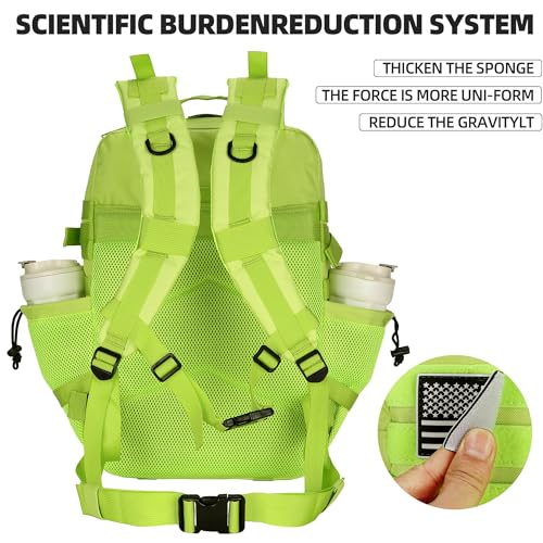 Lovelinks21 45L Tactical Assault Backpack 3 day assault pack with Molle Waterproof backpack Rucksack for Tactical Backpacks (Fluorescent Green) - color: Fluorescent Green