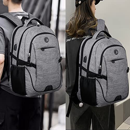 SHRRADOO Anti Theft Laptop Backpack Travel Backpacks with Combination Lock for Women Men College Backpack Computer Bag Fits 17 Inch Laptop,Grey - color: Grey